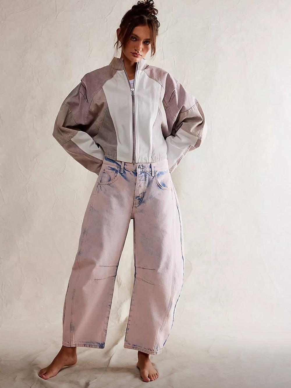 Free People Good Luck Barrel Jeans Rare Pink/Bubblegum NWOT